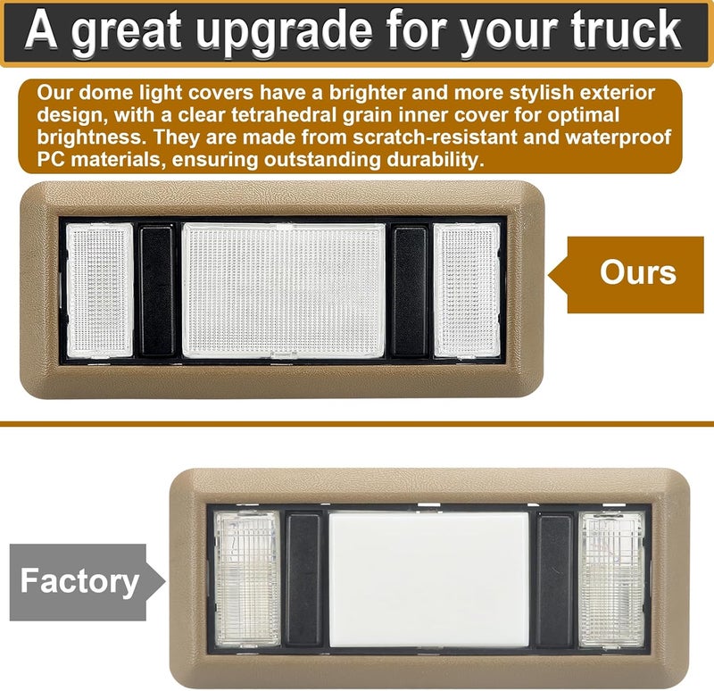 RAVSOFT interior roof Map Dome Light Covers Clear Lens replacement Compatible with K1500 K2500 C1500 C2500 1988-2000, Chevy Silverado GMC Sierra 1988-1998 Pickup, 2 Map + 1 Dome light cover - Image 4